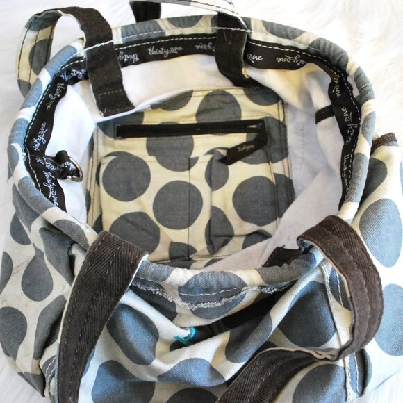 Thirty One Bag Shoulder Tote Gray White Monogram 'M' - Picture 2 of 3